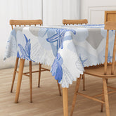 Lofaris Coastal Beach Tablecloth with Blue and White Starfish Seashells for Nautical Themed Party Decor